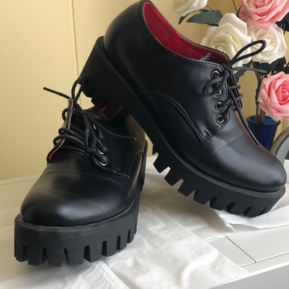 Black Platform Oxfords Chunky